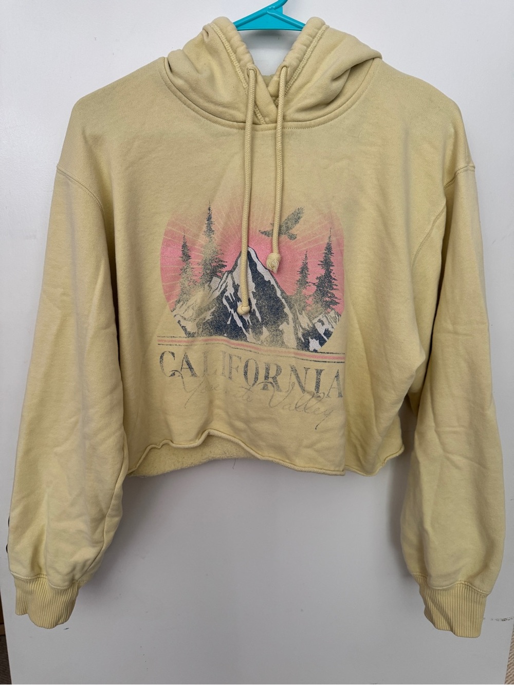 Hollister California Graphic Cropped Hoodie - Yellow
